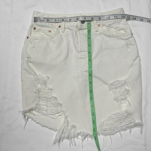 GRLFRND Rhoda White Denim Ripped Distressed Mini Skirt Womens 24 - Picture 5 of 6